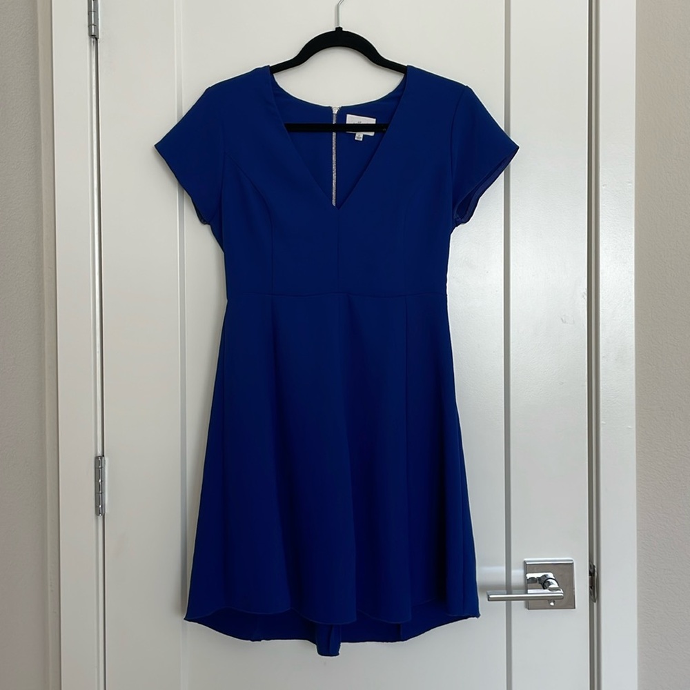 Aritzia Wilfred: Royal Blue V Neck Mini Dress